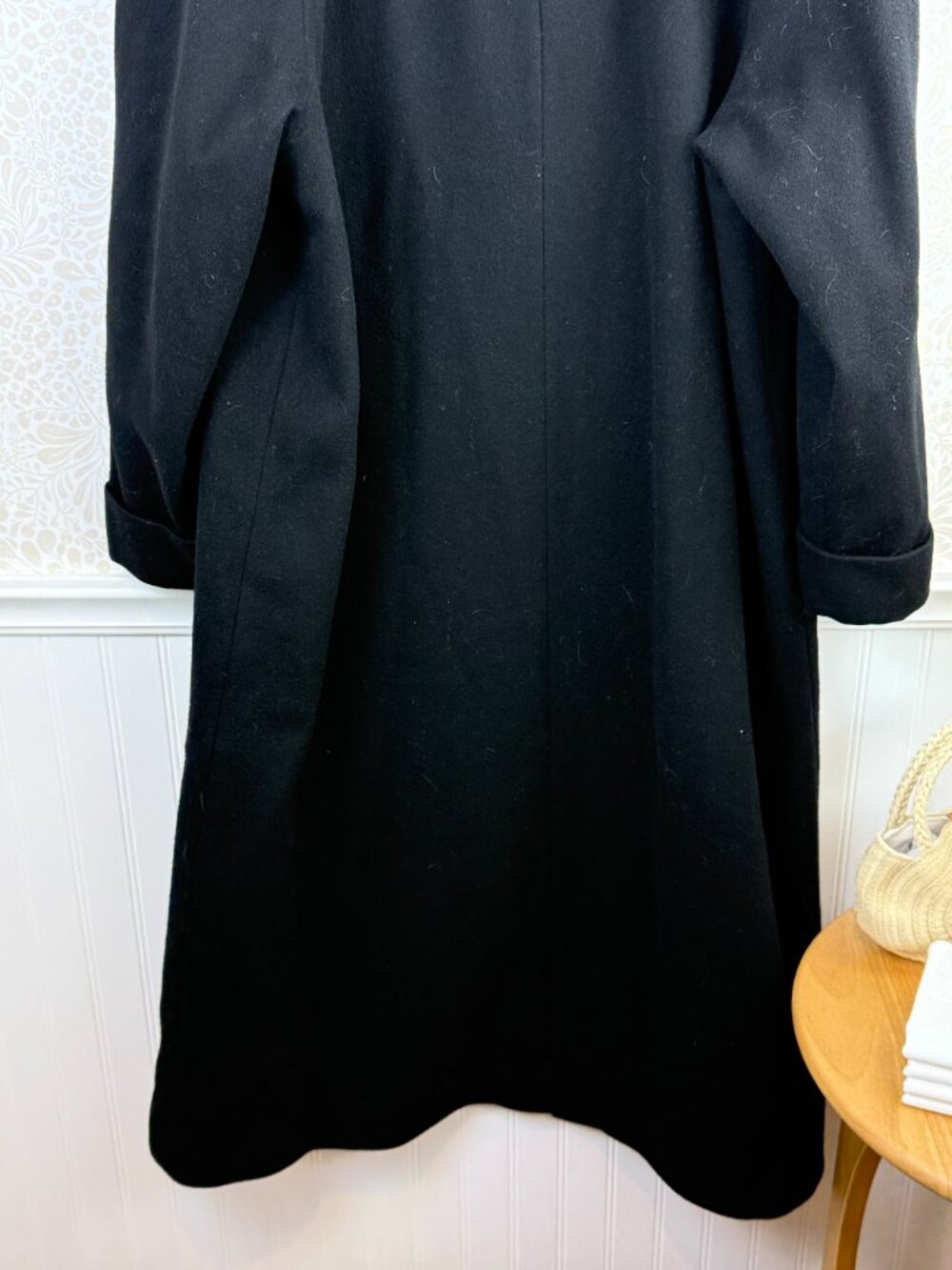 Evan Picone Vintage Imported Long Black Collared Dress Coat - Size - 12 - Picture 2 of 7